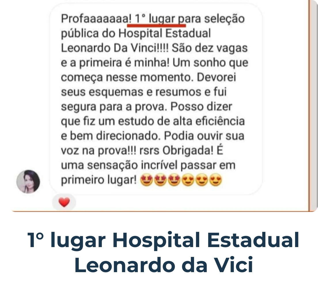 Depoimento de aluna, 1º lugar Hospital Estadual Leonardo da Vinci